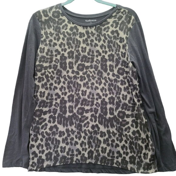 VanHeusen Womens Blouse Multi-Color Size Large 100% Polyester Long Sleeve - Picture 1 of 11